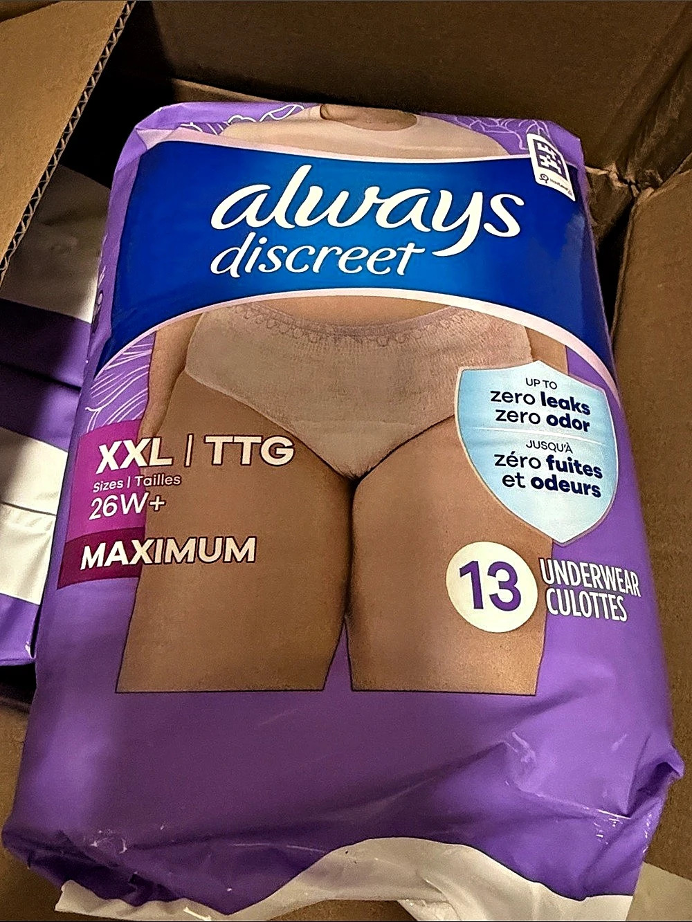 Always Discreet Maximum Underwear Culottes XXL NWT 13 count